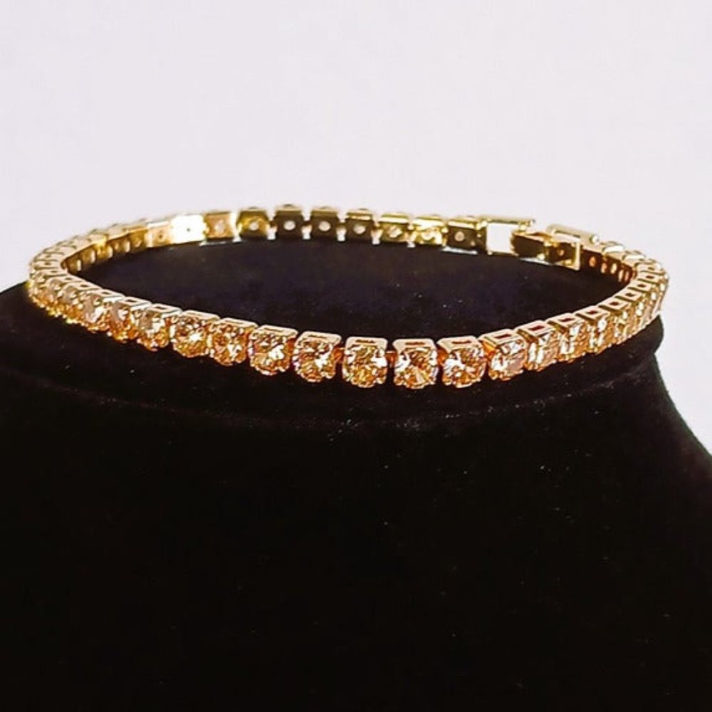 1ct Champagne Diamond Tennis Bracelet 18K Gold Womens Ladies Brown Diamonds NEW